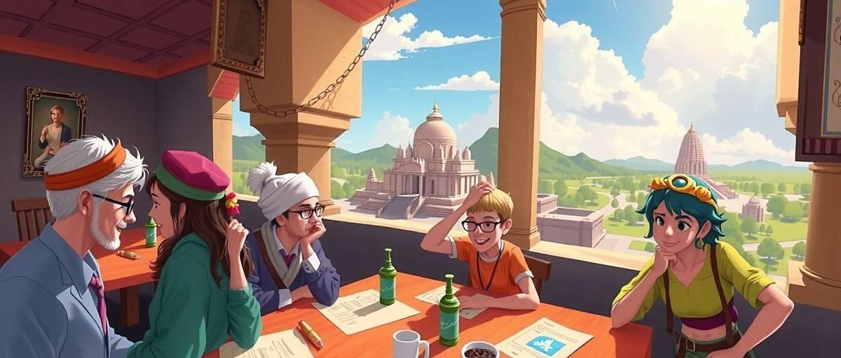 Ancient Temple Dash Heritage Society members collaborating on a temple challenge