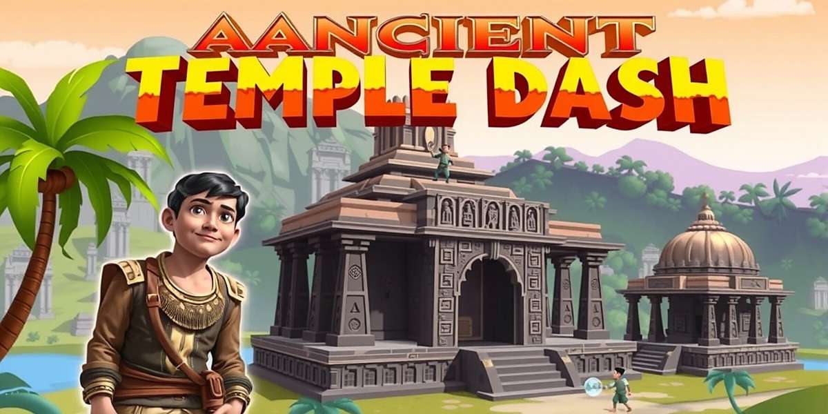Ancient Temple Dash game cover showing Indian temple ruins with explorer character