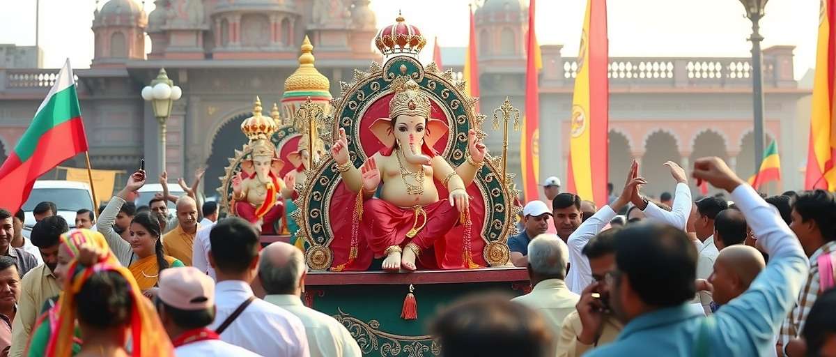Ancient Temple Dash Ganesh Chaturthi event showing temple procession with Ganesh idols